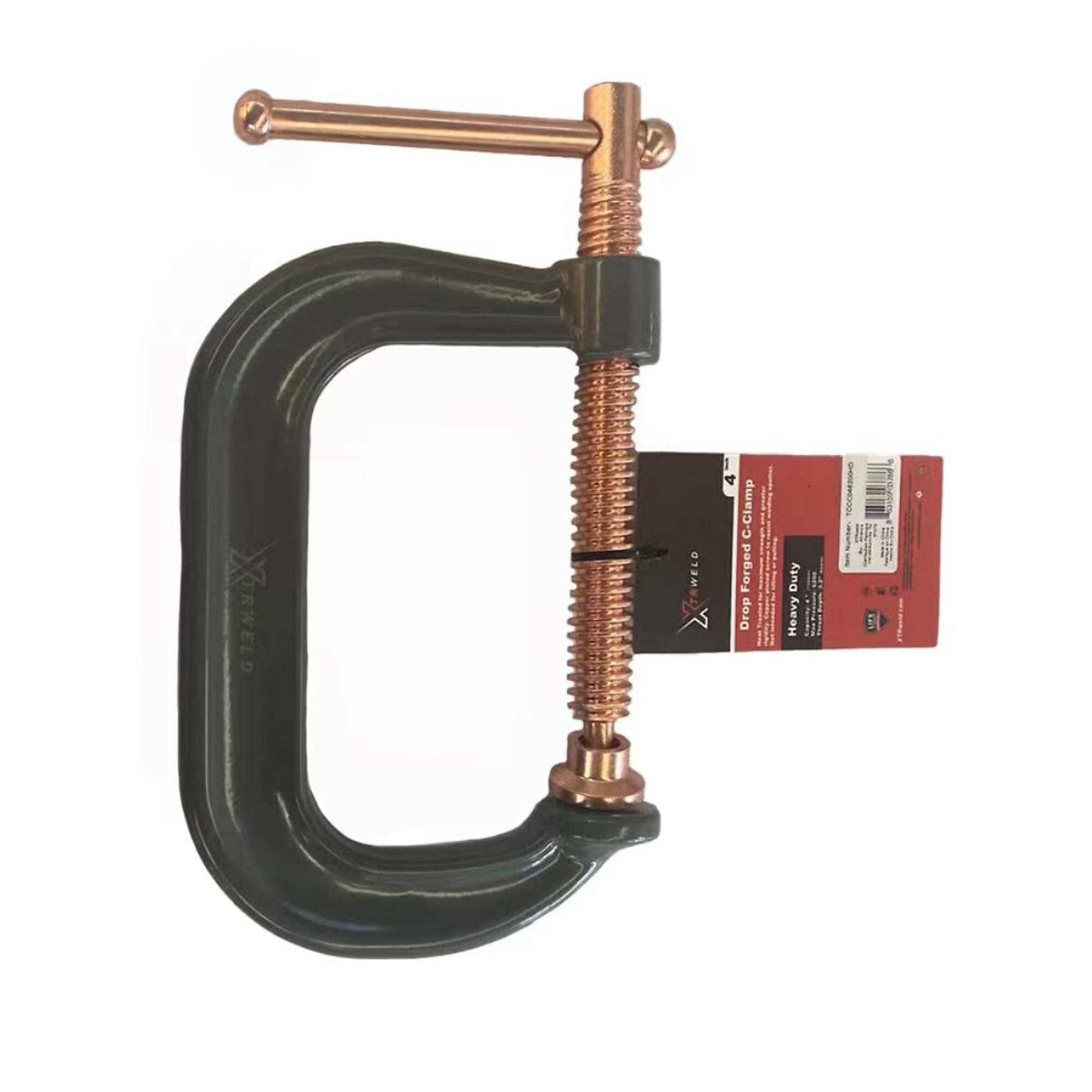 XTRweld Welding Clamp - 4in., C-Clamp, 6200 PSI, Steel, Gray, Model# XTRTCCC046200HD